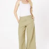Button Detail Crop Wide Leg Textured Trouser