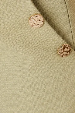 Button Detail Crop Wide Leg Textured Trouser
