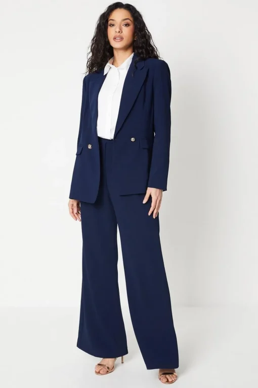Button Detail Occasion Wide Leg Trouser