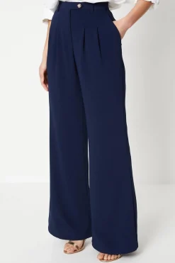 Button Detail Occasion Wide Leg Trouser