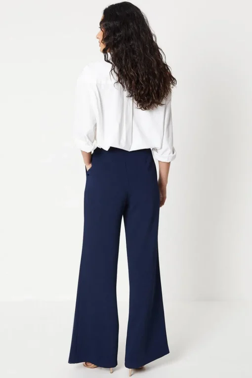 Button Detail Occasion Wide Leg Trouser