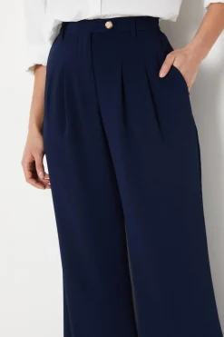 Button Detail Occasion Wide Leg Trouser