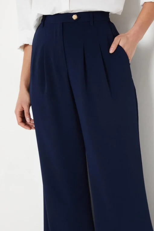 Button Detail Occasion Wide Leg Trouser