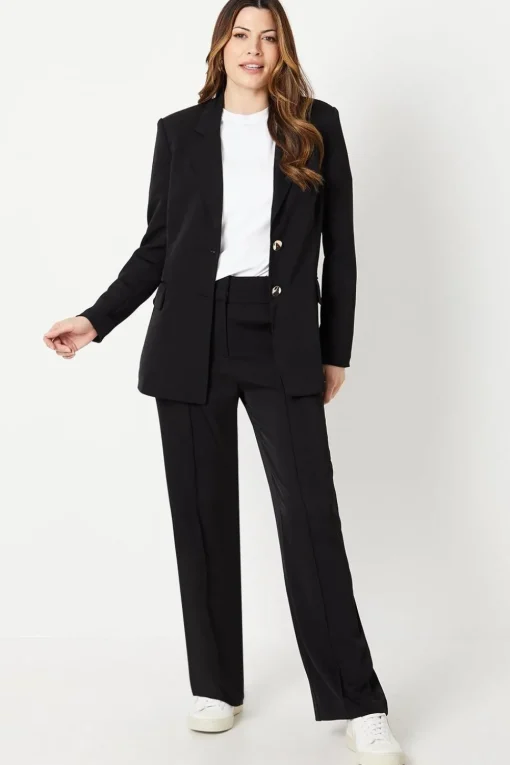 Button Detail Single Breasted Blazer