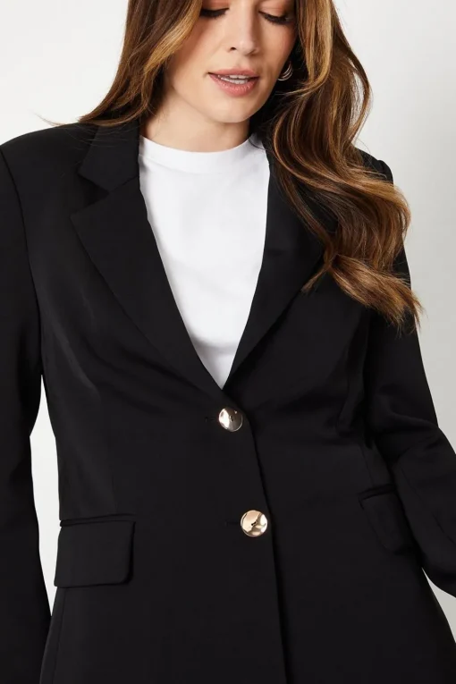Button Detail Single Breasted Blazer
