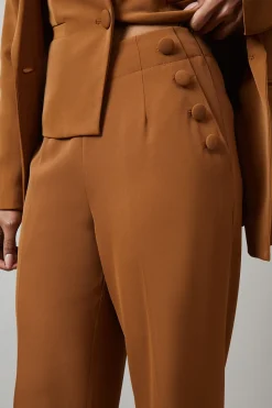 Button Detail Straight Leg Trouser