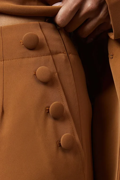 Button Detail Straight Leg Trouser