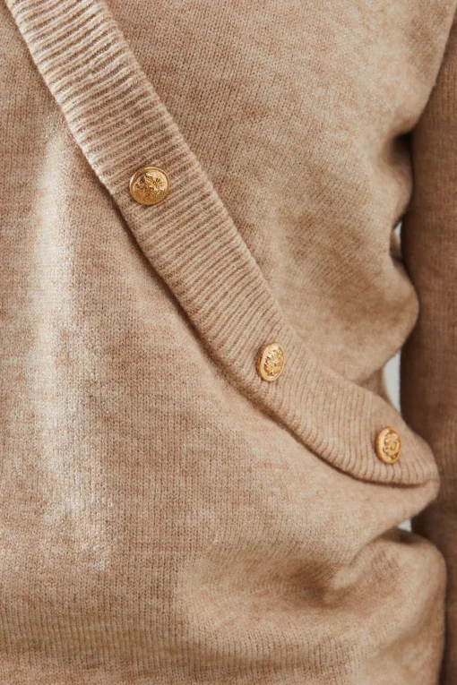 Button Detail Wrap Slouchy Jumper