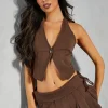 Button Front Cropped Waistcoat