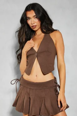 Button Front Cropped Waistcoat