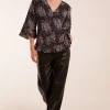 Button Front V Neck Flounce Blouse