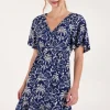 Button Through Elastic Waist Mini Dress