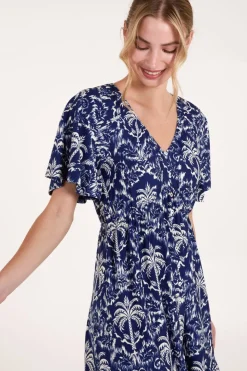 Button Through Elastic Waist Mini Dress