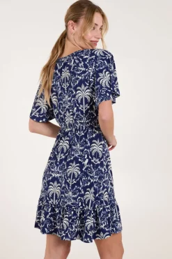 Button Through Elastic Waist Mini Dress