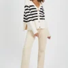 Button Through V-neck Stripe Cardigan