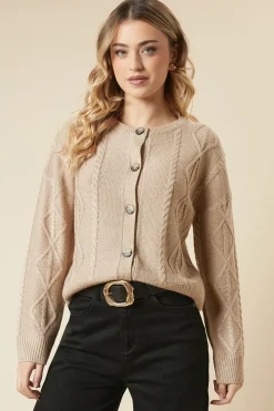 Cable Front Button Down Cardigan