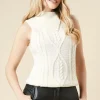 Cable Knit Split Neck Knitted Vest