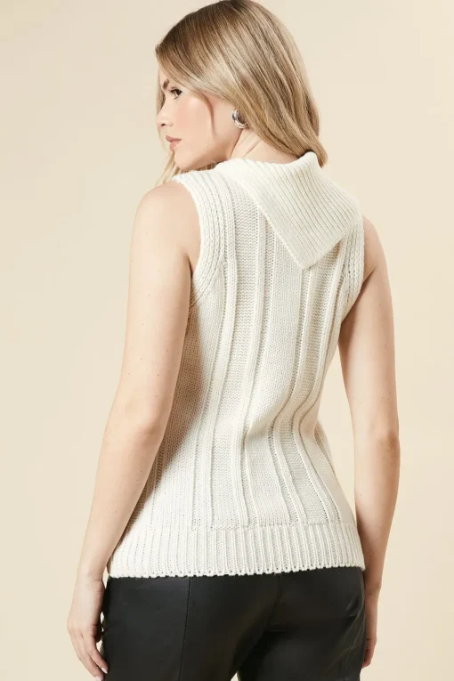 Cable Knit Split Neck Knitted Vest