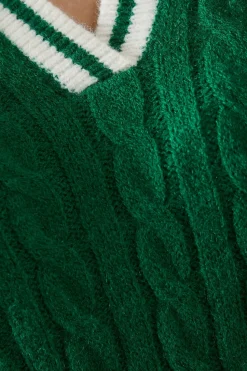 Cable Knit Tipped Collared Jumper