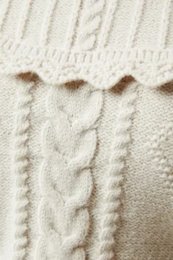Cable Knitted Crochet Trim Detail Jumper