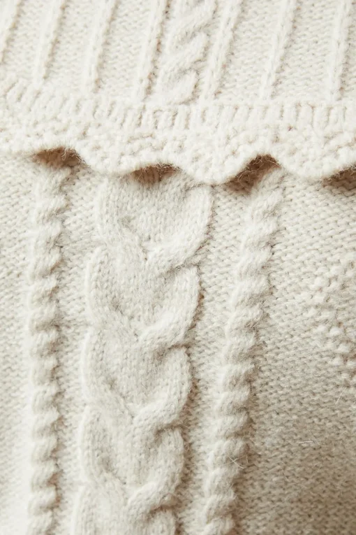 Cable Knitted Crochet Trim Detail Jumper