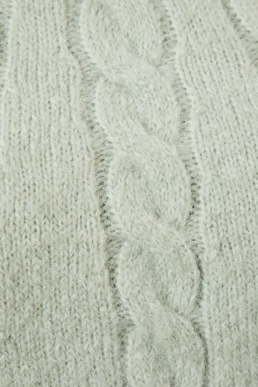 Cable Yolk Raglan Jumper With Satin Tie Back Bow