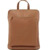 Camel Soft Pebbled Leather Pocket Backpack | BYEYL