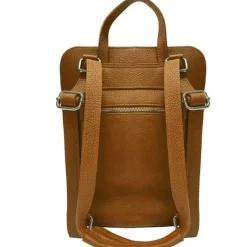 Camel Soft Pebbled Leather Pocket Backpack | BYEYL