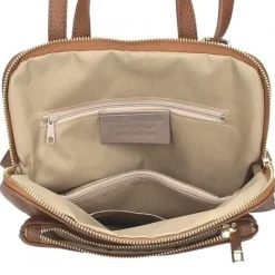 Camel Soft Pebbled Leather Pocket Backpack | BYEYL