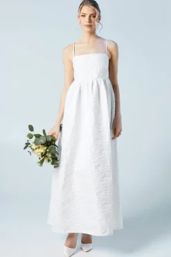 Cami Strap Babydoll Jacquard Wedding Dress