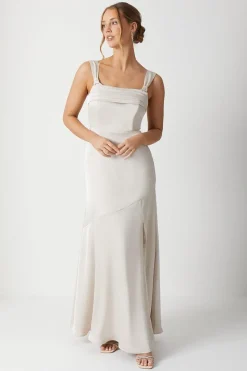 Cape Back Pleat Detail Bridesmaids Dress