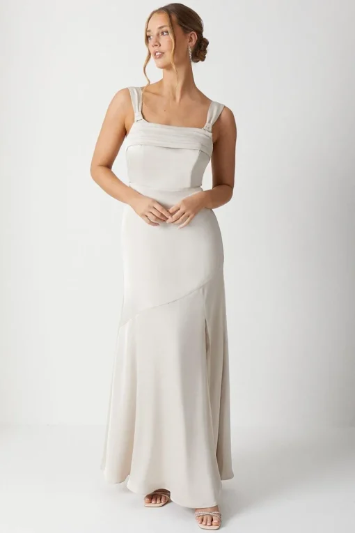 Cape Back Pleat Detail Bridesmaids Dress
