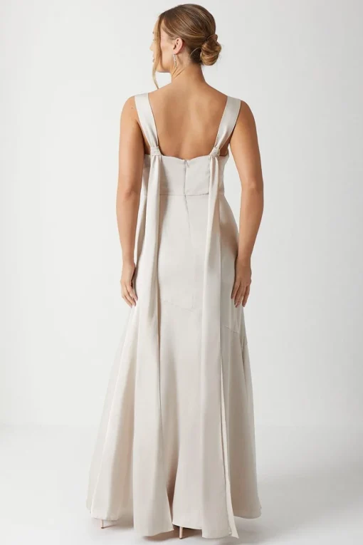 Cape Back Pleat Detail Bridesmaids Dress