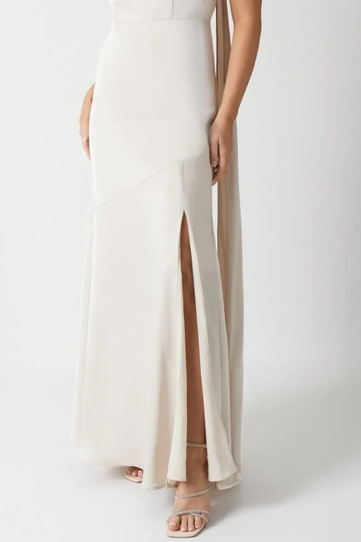 Cape Back Pleat Detail Bridesmaids Dress