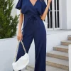 Cape Sleeve Jumpsuit In Navy