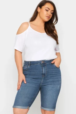 Cat Scratch Stretch Denim Shorts