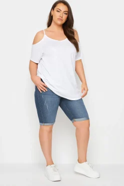 Cat Scratch Stretch Denim Shorts