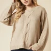 Centre Front Cable Design Crew Neck Jumper