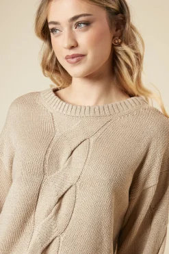 Centre Front Cable Design Crew Neck Jumper