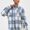 Check Print Long Sleeve Fleece Shirt