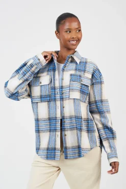 Check Print Long Sleeve Fleece Shirt