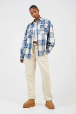 Check Print Long Sleeve Fleece Shirt
