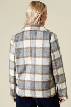 Check Wool Look Cropped Jacket