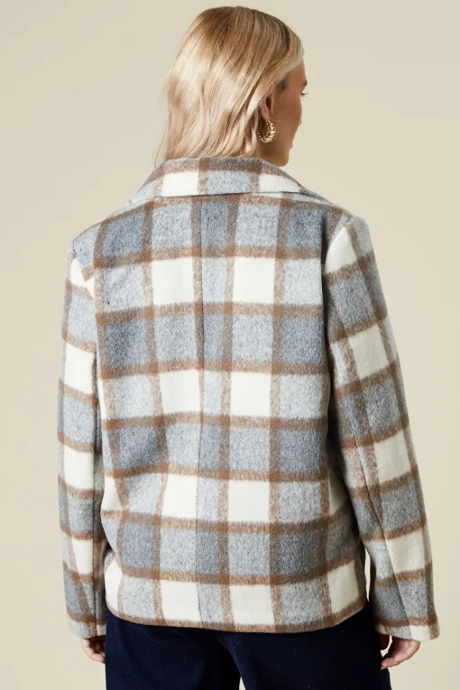 Check Wool Look Cropped Jacket