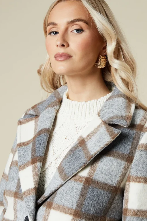 Check Wool Look Cropped Jacket