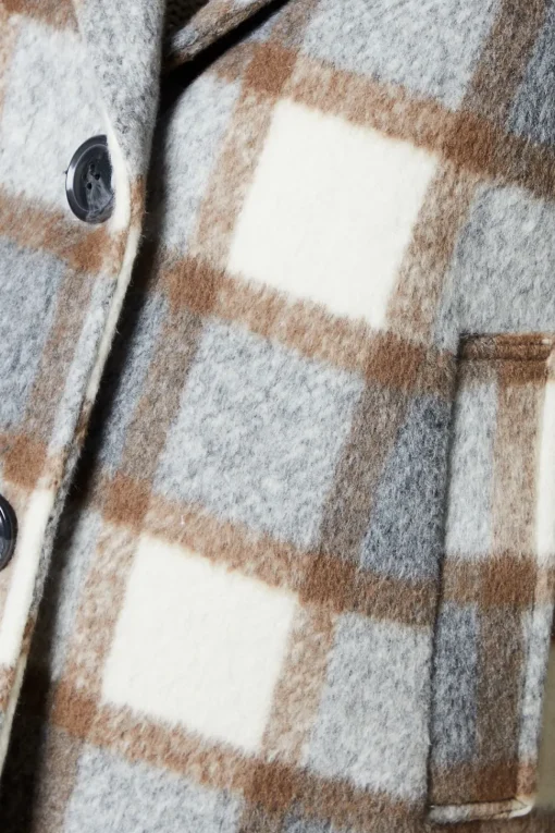 Check Wool Look Cropped Jacket