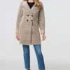 Checked Button Front Thigh Length Trench Coat