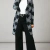 Checked Edge To Edge Longline Cardigan