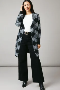 Checked Edge To Edge Longline Cardigan