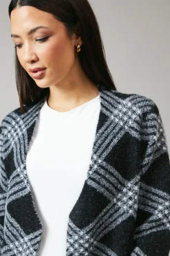 Checked Edge To Edge Longline Cardigan